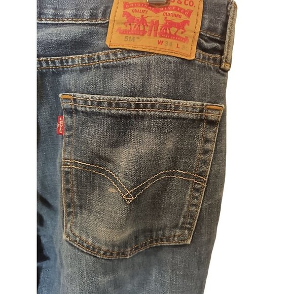 Levi's 514 Men's Medium Wash Blue Jeans - Size: 34x30 - Picture 1 of 8